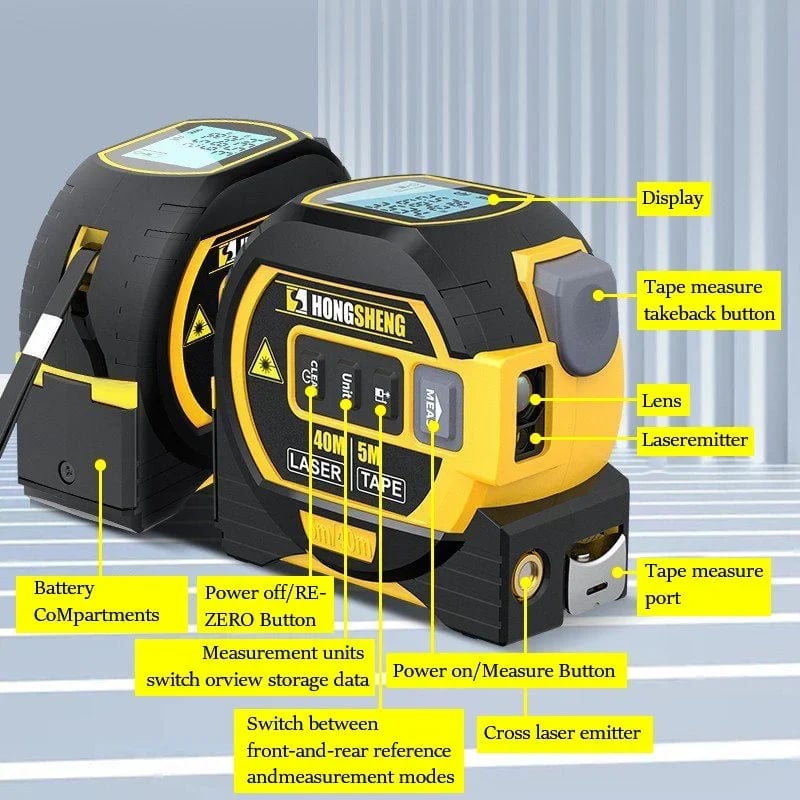 🎁New Year 50% OFF⏳3-In-1 Infrared Laser Tape Measuring