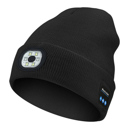 Peel-Off LED Headlamp Bluetooth Headset Knit Cap