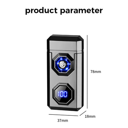 USB Charging Digital Windproof Lighters with LED Lighting Function