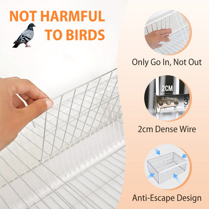 🔥Auto Trap Humane Bird Cage-Entry Only, No Exit, With Base