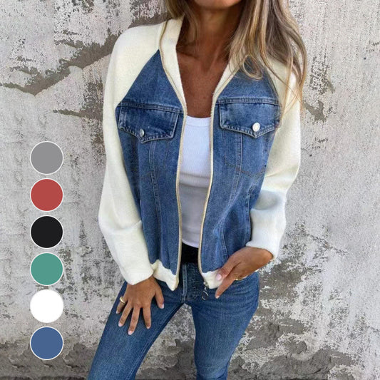 🍃🔥New fashionable creative denim splicing jacket for women