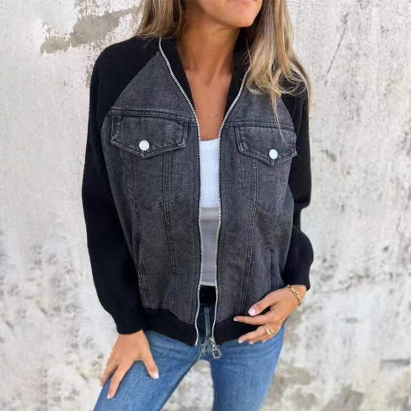 🍃🔥New fashionable creative denim splicing jacket for women