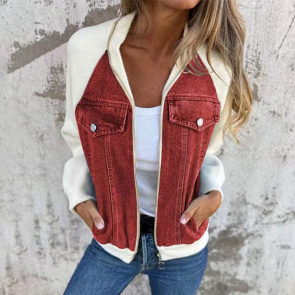 🍃🔥New fashionable creative denim splicing jacket for women