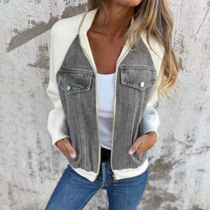 🍃🔥New fashionable creative denim splicing jacket for women