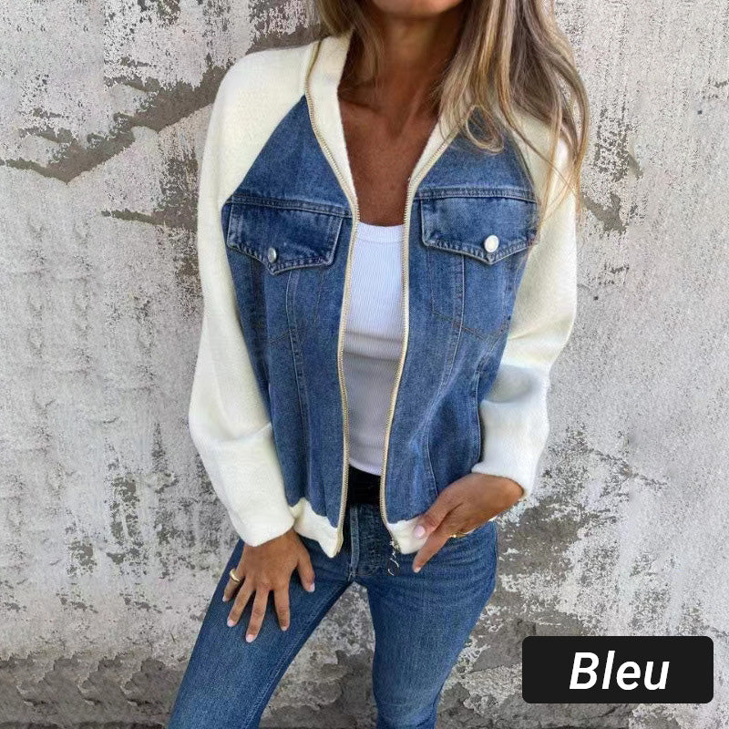 🍃🔥New fashionable creative denim splicing jacket for women