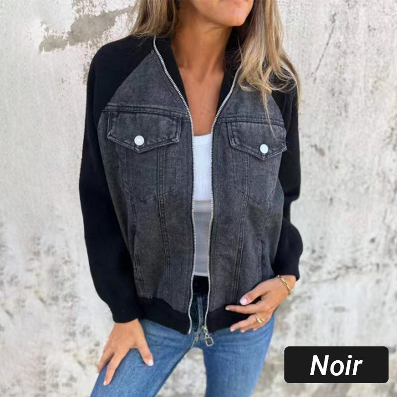 🍃🔥New fashionable creative denim splicing jacket for women