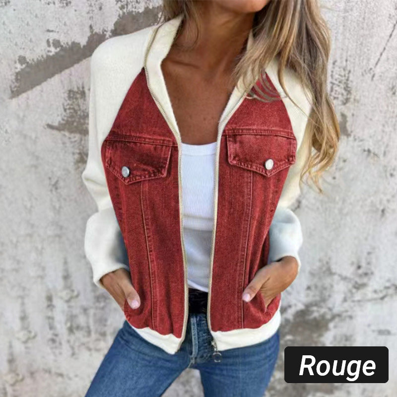 🍃🔥New fashionable creative denim splicing jacket for women