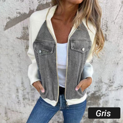 🍃🔥New fashionable creative denim splicing jacket for women