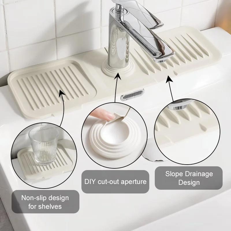 Faucet Splash Guard Draining Tray Mat