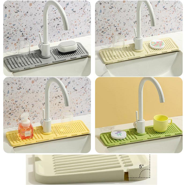 Faucet Splash Guard Draining Tray Mat