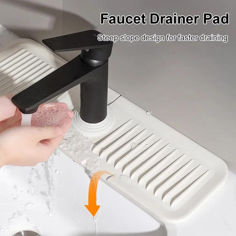 Faucet Splash Guard Draining Tray Mat