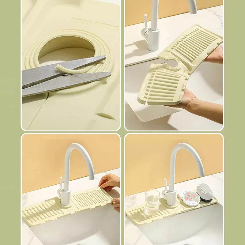 Faucet Splash Guard Draining Tray Mat