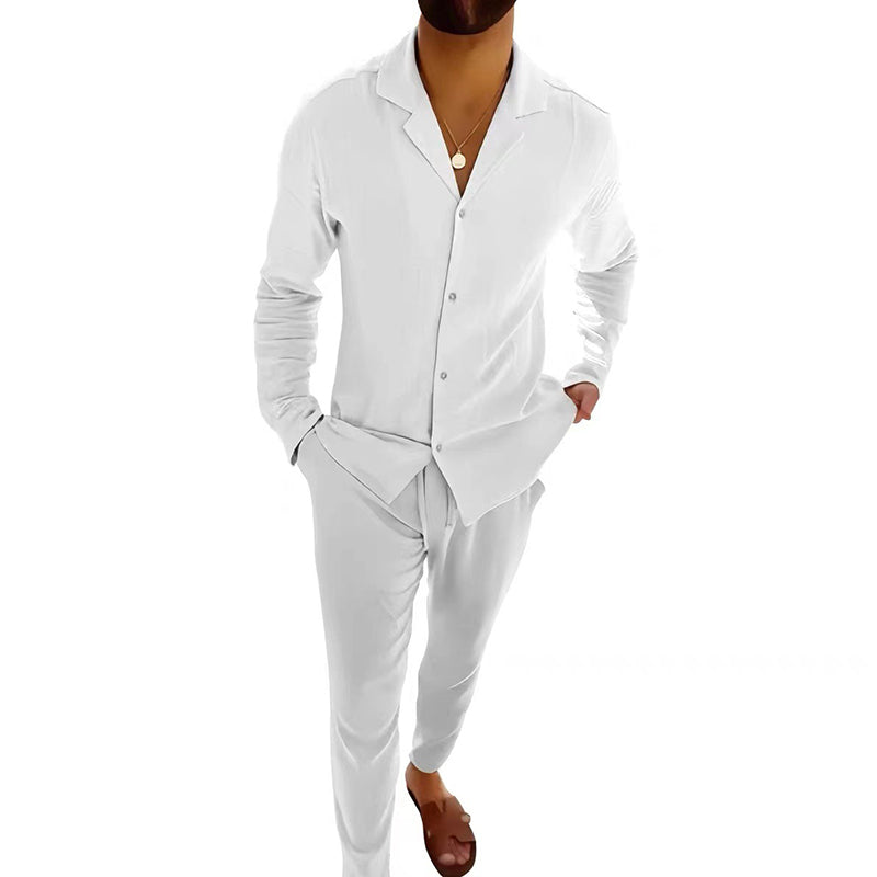 Men's Minimalist Cotton Linen Casual Two Piece Set