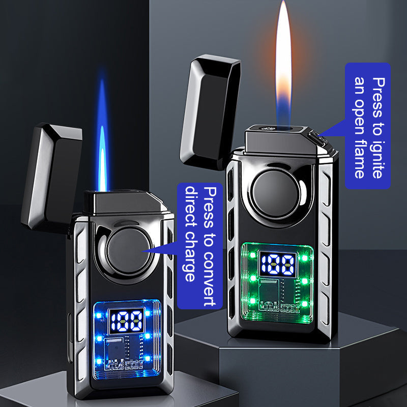 Multi-Functional Dual Flame Lighter with Colored Lights