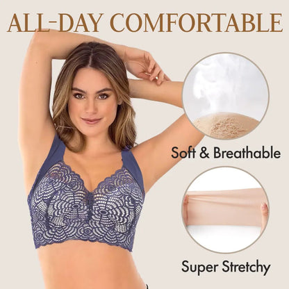 Comfortable and supportive lace bra for plus sizes