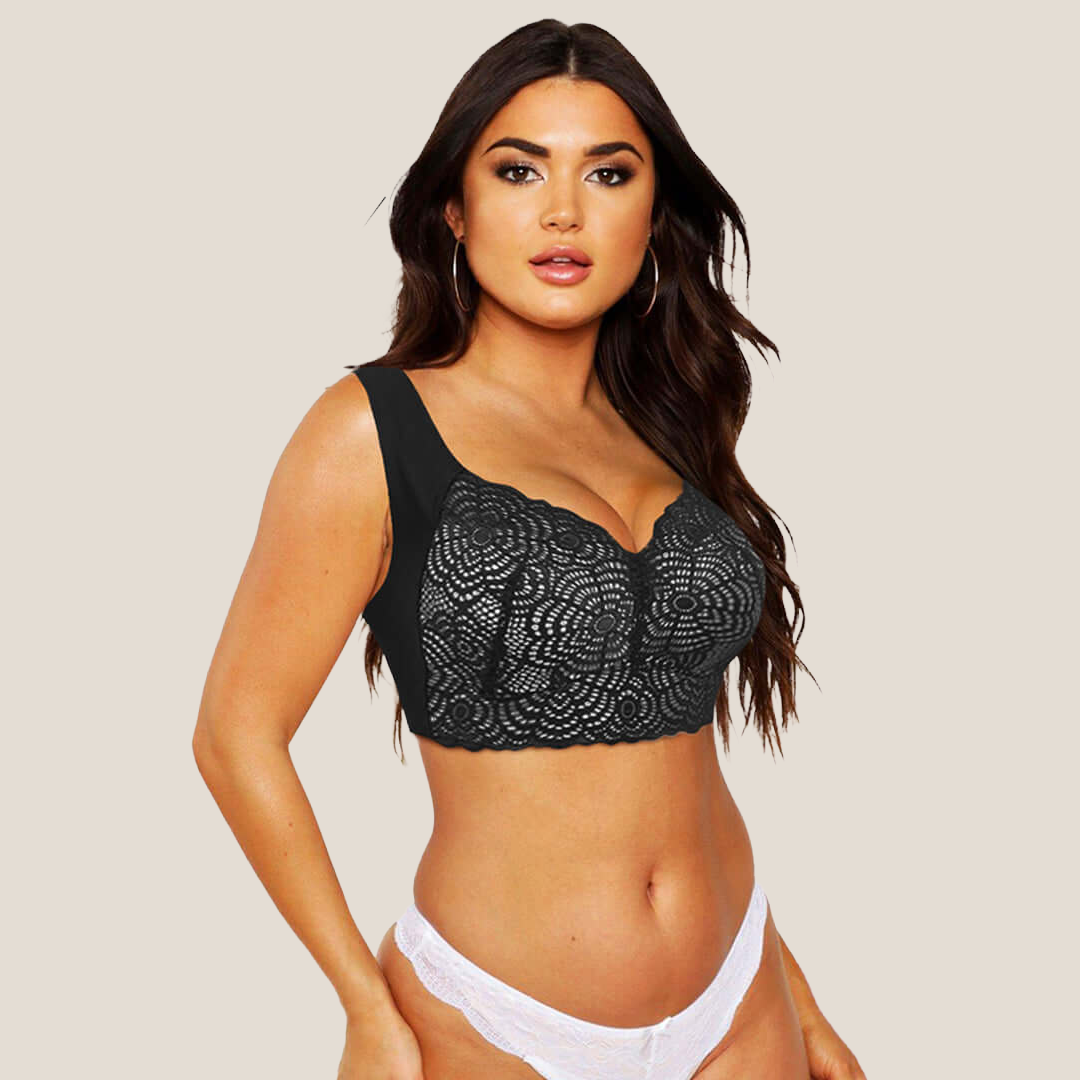 Comfortable and supportive lace bra for plus sizes