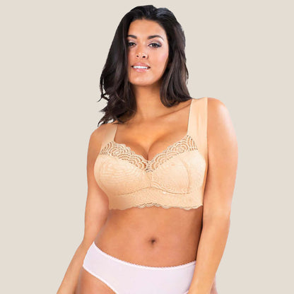 Comfortable and supportive lace bra for plus sizes