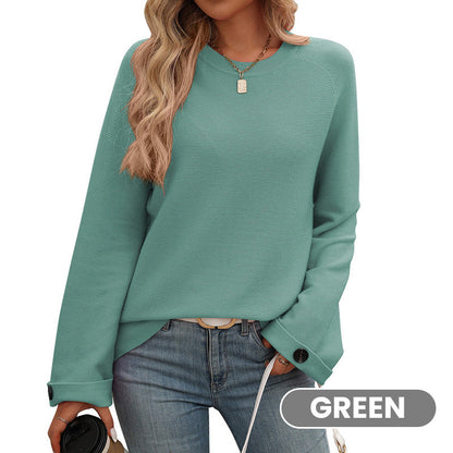 🌸Autumn hot products, 55% off🌸Women's Round Neck Long-Sleeve Sweater with Button Detail