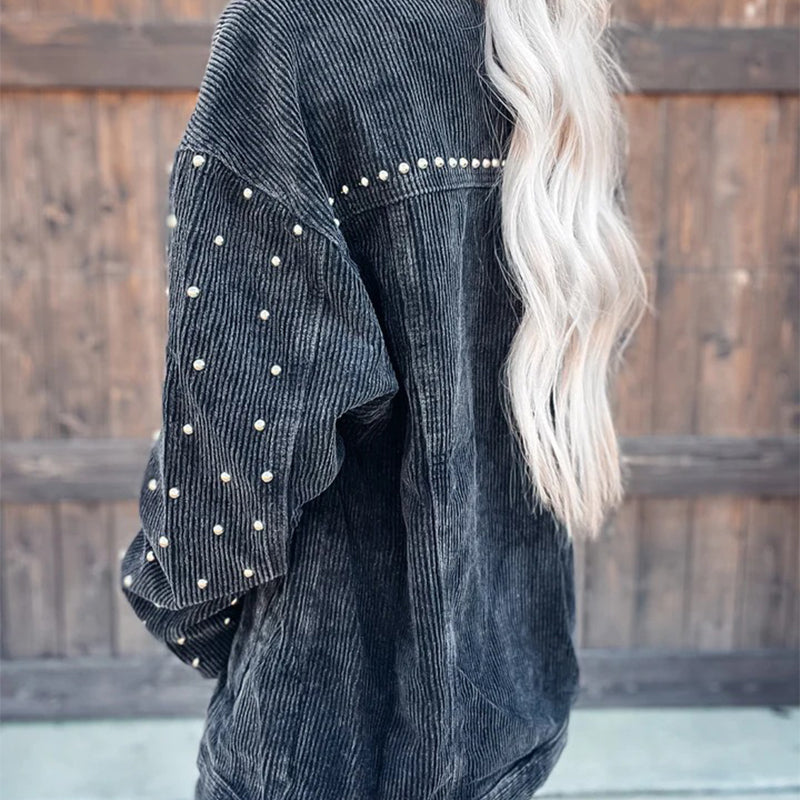 Casual Long Sleeve Button-Down Jacket with Pockets