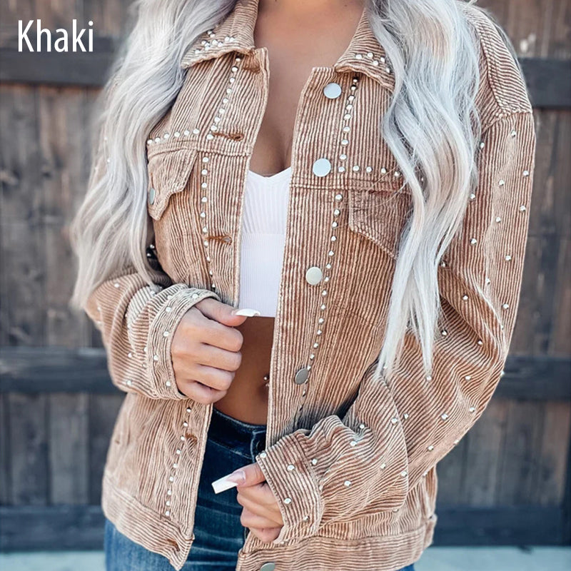 Casual Long Sleeve Button-Down Jacket with Pockets