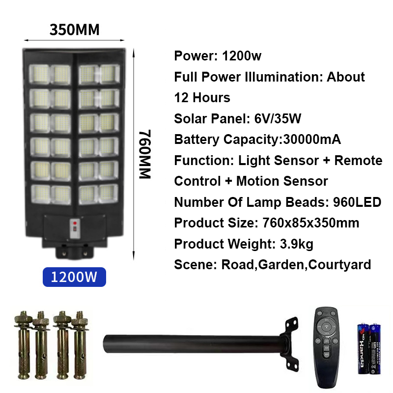 Smart Solar-Powered Street Lamp - Motion Sensor,Remote Control