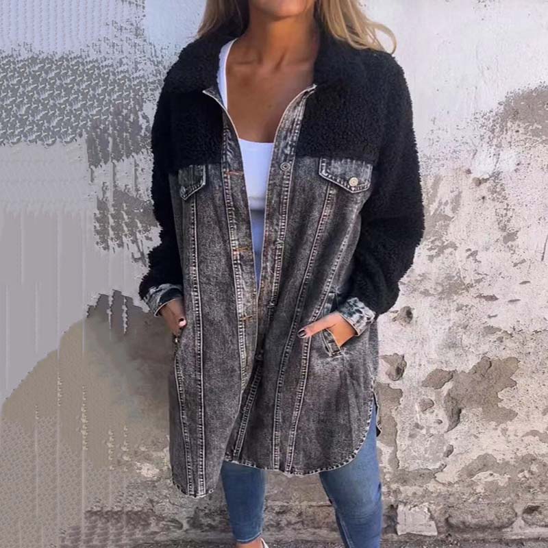 🔥HOT SALE 50% OFF🔥Women’s Sherpa-Lined Denim Long Shirt Jacket