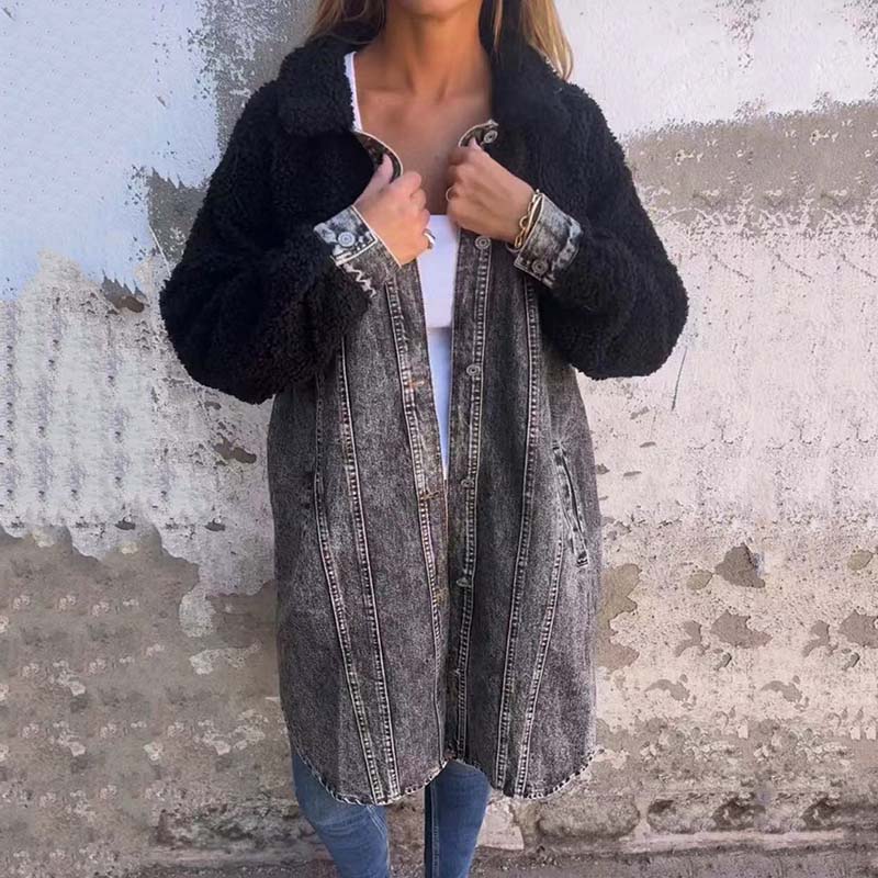 🔥HOT SALE 50% OFF🔥Women’s Sherpa-Lined Denim Long Shirt Jacket