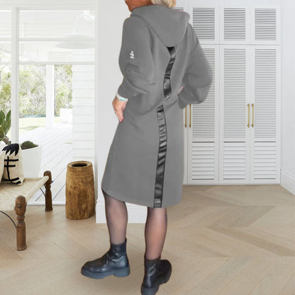 Women's Fleece-Lined Hoodie Dress with Pockets