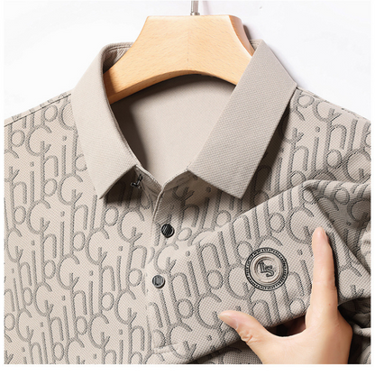 Men's Letter Print Lapel Long Sleeve Shirt