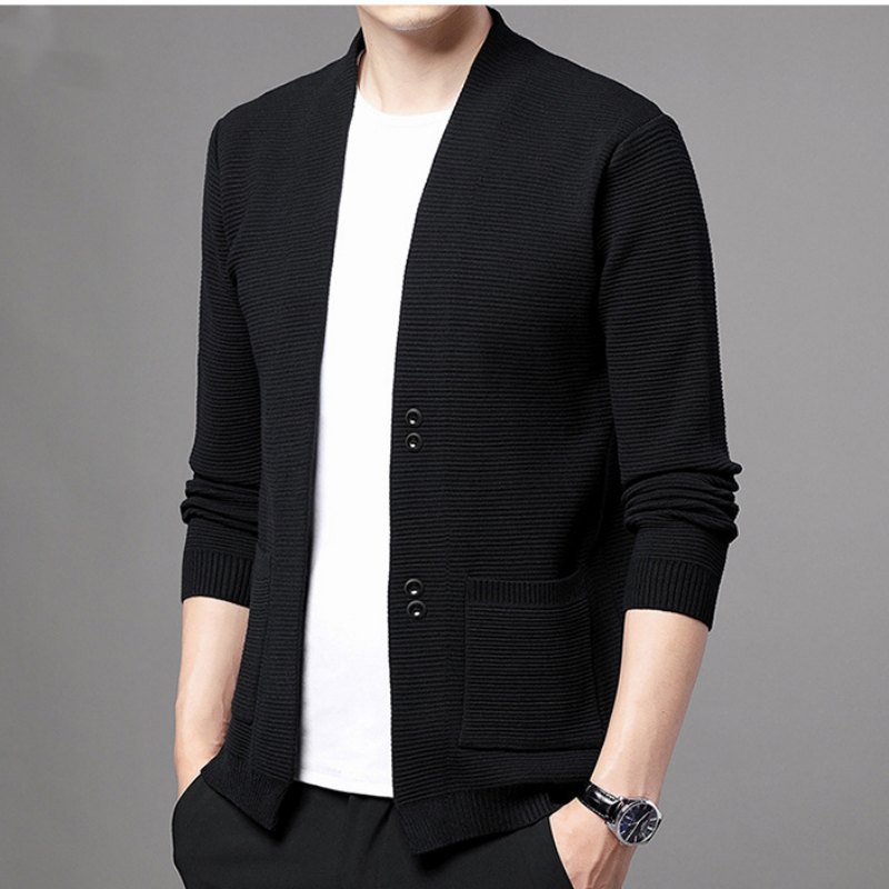 Comfortable Men's Knit Jacket with Buttons