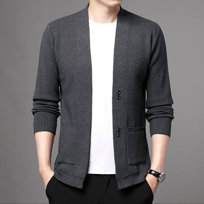 Comfortable Men's Knit Jacket with Buttons