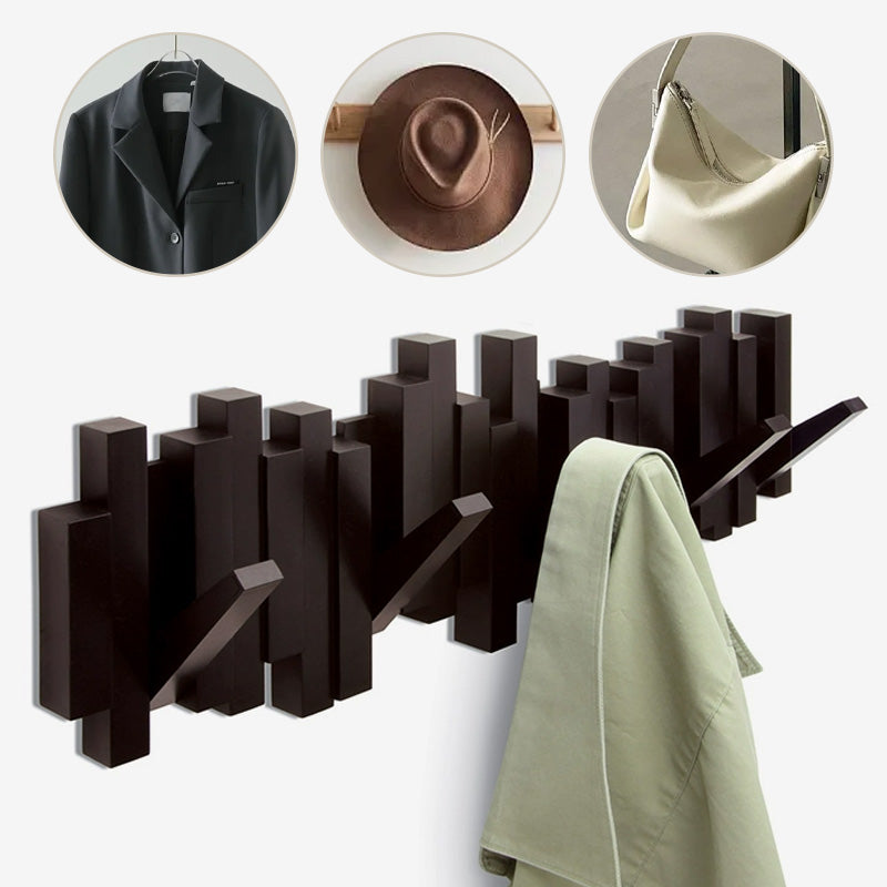 Creative Wall Mounted Coat Rack with Retractable Pegs