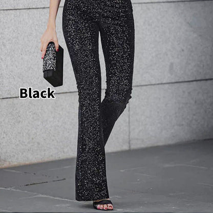 🖤Early Black Friday Sale:50% OFF🖤Diva Sequin High Rise Elastic Waist Flare Pants